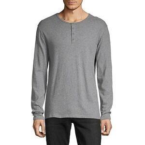 Vince Men's Gray Heavy Slub Henley Long Sleeve  Size Small S -Shirt